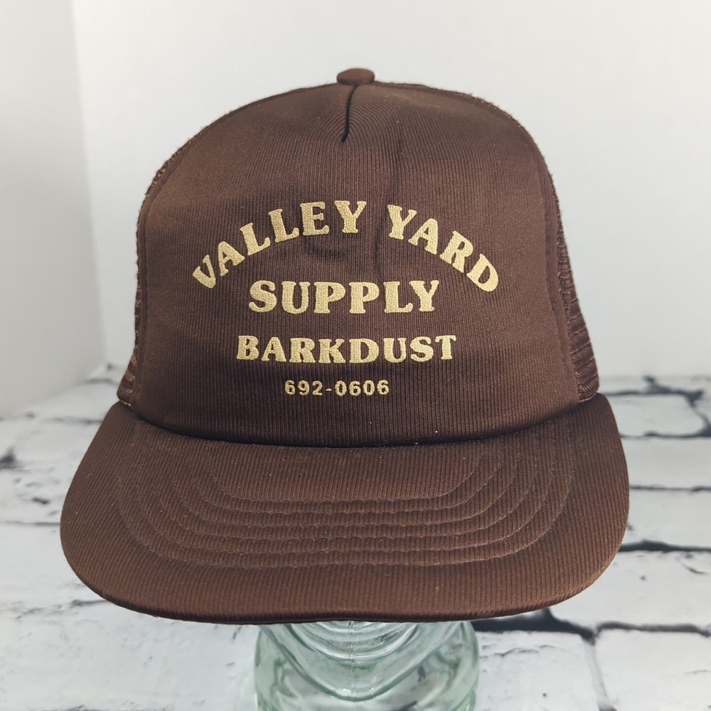 Vtg Valley Yard Supply Vintage Snapback Trucker Hat Adjustable Ball‎ Cap Brown